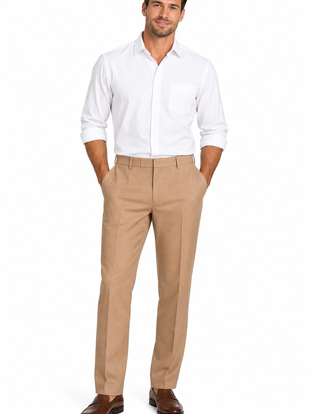 Perry Ellis Men's Straight-Leg flat front salmon dress pants - 1056